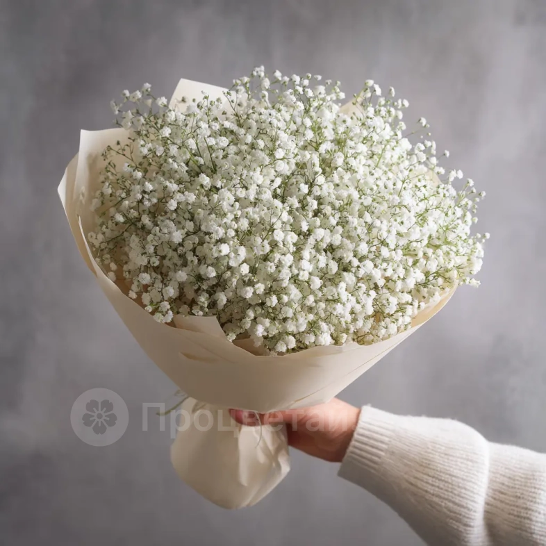 Монобукет из белой гипсофилы